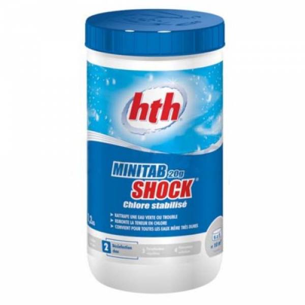 HTH MINITAB SHOCK 1, 2 кг по 20 гр. Быстрый стабилизированный хлор в таблетках.