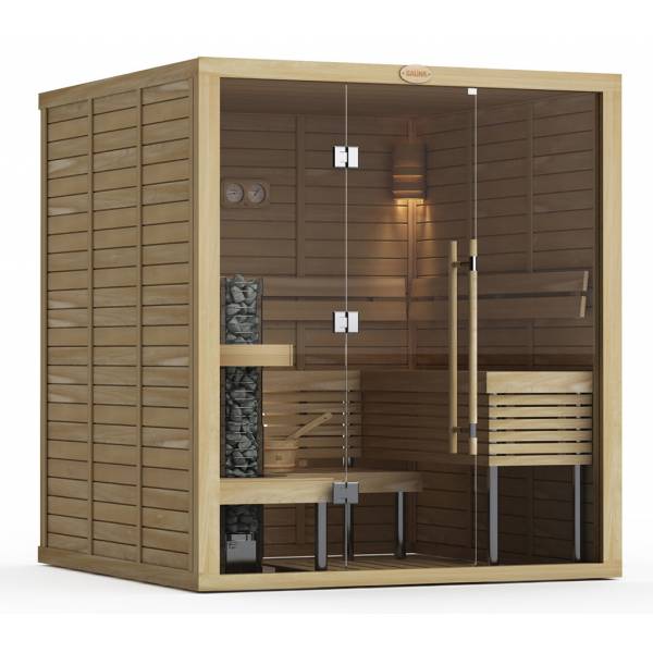 Сауна в сборе SAWO Glass Front 2020ML-G интерьер PIANO кедр без оборудования