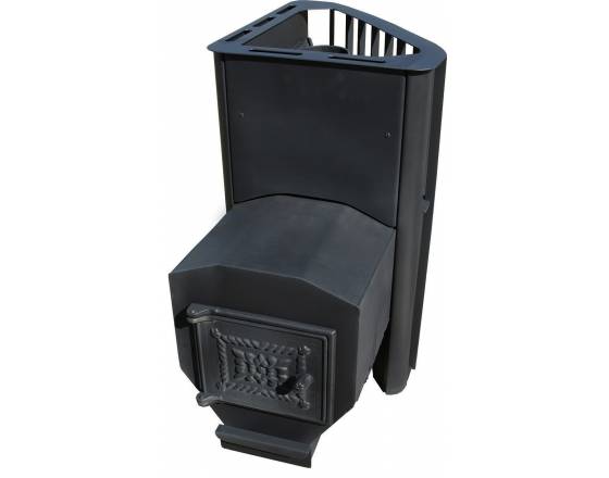 Печь для бани Варвара Бермуда угловая левая удлиненная топка