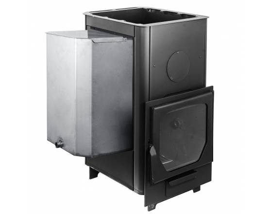 Печь для бани Варвара Мини укороченная топка Панорамная дверь с баком