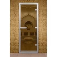 Дверь для турецкой бани и ванной комнаты, с бронзовым стеклом