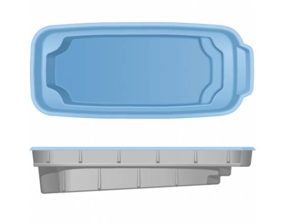 КОМПОЗИТНЫЙ БАССЕЙН АТЛАНТИК PREMIUM - 7,50x3,30x1,2-1,65 м V - 30 куб. м