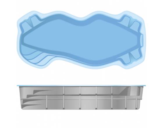 КОМПОЗИТНЫЙ БАССЕЙН КАЛИПСО PREMIUM - 8,00x3,60x1,5 м V - 35 куб. м